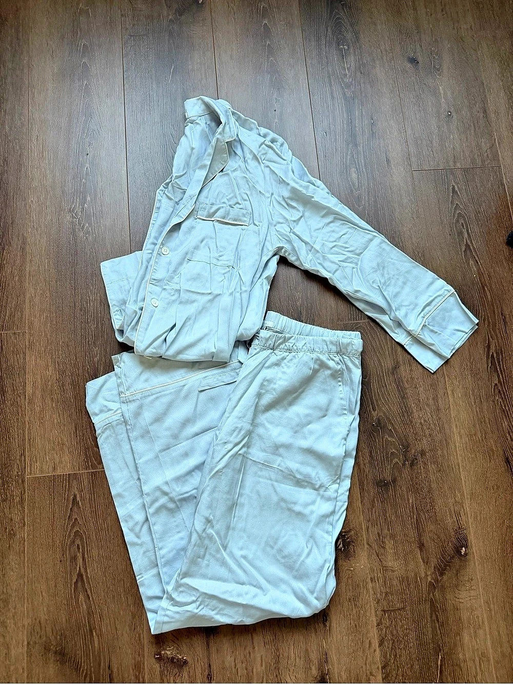Love & Lore Piped Pajama Pant Set Blue Small